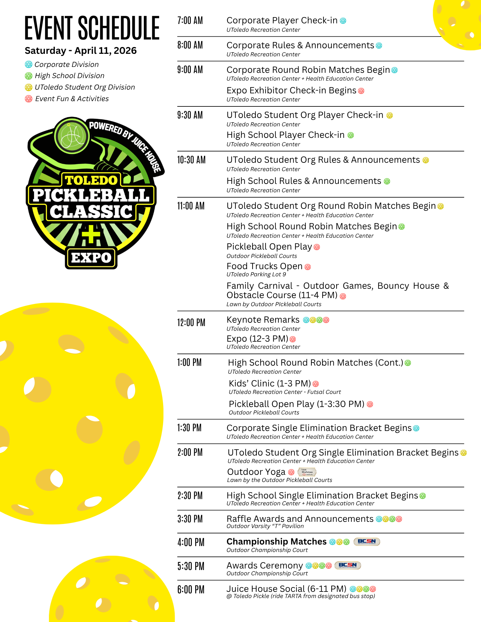 TPC Event Schedule